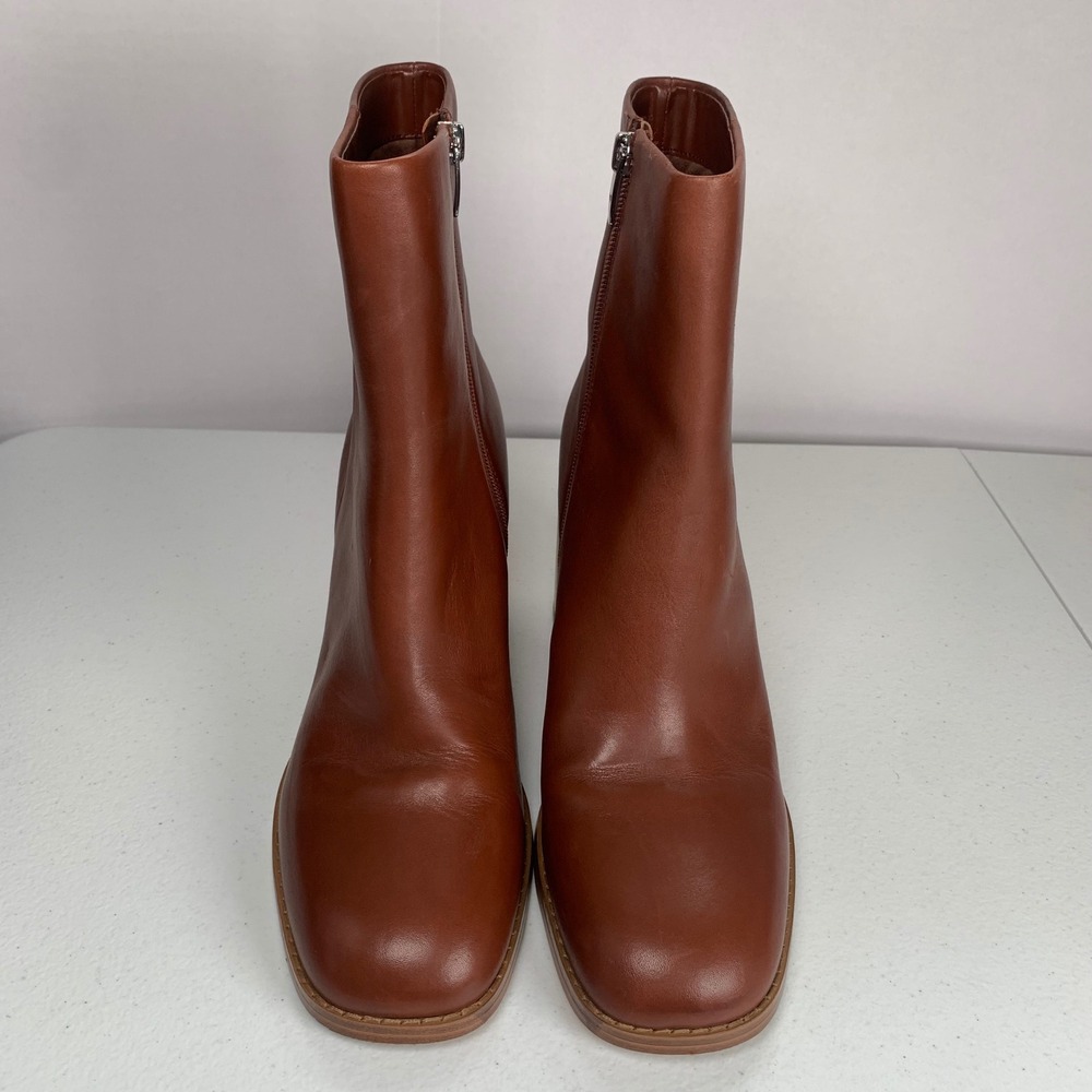 Marc Fisher Lysia Brown Leather Ankle Boots Size 11 - Picture 2 of 10